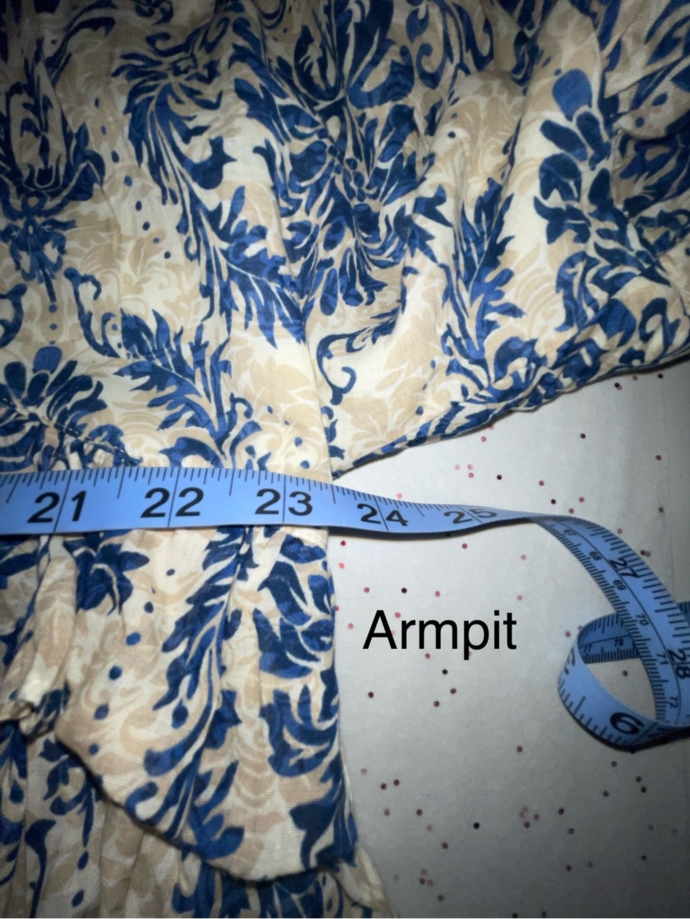 Entro 1X Blue & Ivory Floral Babydoll Peplum Blouse Boho Cottagecore Western Top - Picture 5 of 9